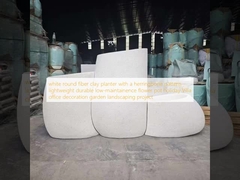 Weißrunder Glasfaserpflanzer mit Heringenknochenmuster, leichtgewichtig, langlebig, wartungsarm, Blumentopf Urlaub Villa Bürodekoration Garten Landschaftsgestaltungsprojekt