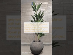 Grauer, strukturierter, runder Faser-Ton-Pflanztopf mit natürlichem, felsähnlichem Muster, leicht, langlebig, pflegeleicht, Blumentopf, Urlaubs-Villa, Bürodekoration, Gartenlandschaftsbauprojekt