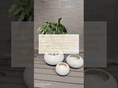 Neutral beigefarbener, natürlich gesprenkelter Stein - Nachahmungsdesign, runder Faser-Ton-Pflanztopf, erdige Ästhetik, leicht, langlebig, pflegeleicht, Blumentopf, Ferienvilla, Bürodekoration, Gartenlandschaftsprojekt