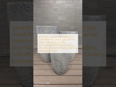 Geometrisch geknackte - wie Design graue runde Faser Tonpflanzer mit einem Mosaikmuster Leichtgewicht langlebige Unterhaltsarmut Blumen Topf Urlaub Villa Büro Dekoration Dachgarten Landschaftsgestaltung Projekt