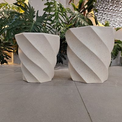 kaufen Verstärkte Pflanzenpfanne Handgefertigte cremefarbene Ton- und Faservase für die Wohnkultur online manufacture