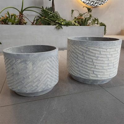 kaufen Einzigartige Oberflächenstruktur Glasfaser Frostbeständiger runder Blumentopf mit mattem/glänzendem Finish online manufacture