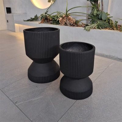kaufen Rund Minimal Textur Glasfaser Pflanzen Topf Leichtgewicht Schwarz online manufacture