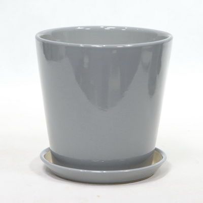 kaufen Innenräundlicher, glänzender, grauer Keramikpflanzer mit Drainage online manufacture