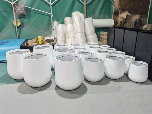 kaufen Runde Form hohe große Glasfaserblumenkränze kundenspezifische Logo-Druckharze Glasfaser Pflanzenbox online manufacture