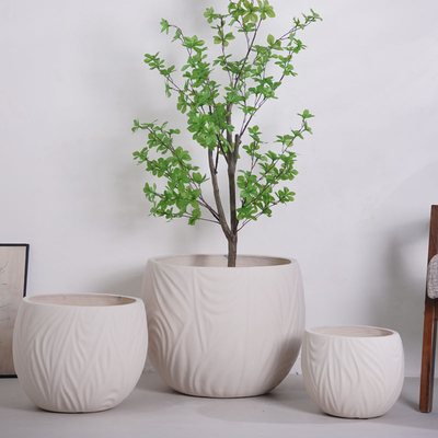 kaufen neutral beige round fiber clay planter online manufacture